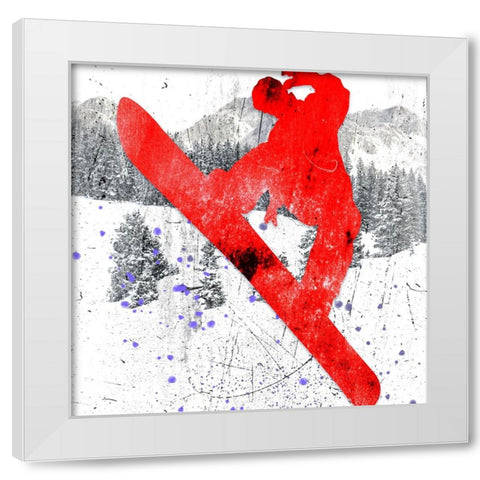Extreme Snowboarder 05 White Modern Wood Framed Art Print by LightBoxJournal