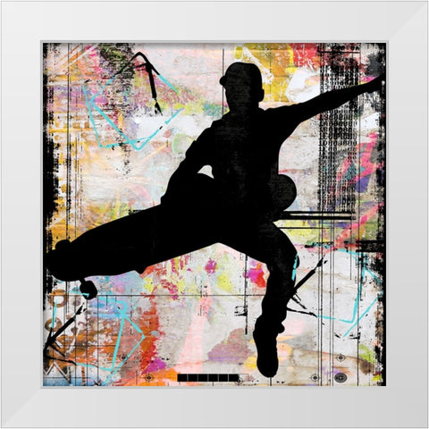 Extreme Skate Boarder 2 White Modern Wood Framed Art Print by LightBoxJournal