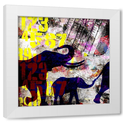 Painted Elephant 1_Grunge White Modern Wood Framed Art Print by LightBoxJournal