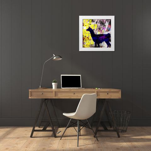 Painted Llama 1_Grunge White Modern Wood Framed Art Print by LightBoxJournal