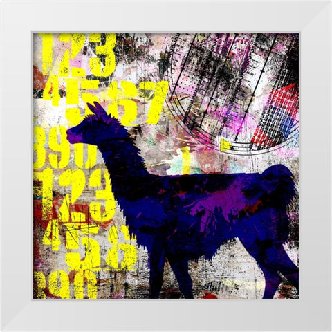 Painted Llama 1_Grunge White Modern Wood Framed Art Print by LightBoxJournal