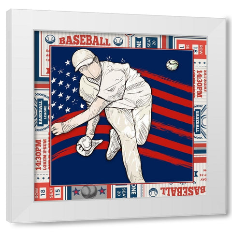American Baseball player 02 White Modern Wood Framed Art Print by LightBoxJournal