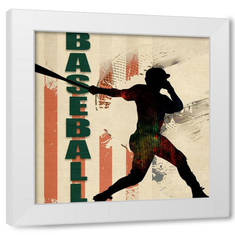 Baseball Urban Art White Modern Wood Framed Art Print by LightBoxJournal