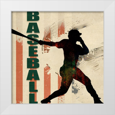 Baseball Urban Art White Modern Wood Framed Art Print by LightBoxJournal