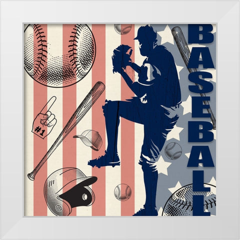 Vintage Baseball Sign 04 White Modern Wood Framed Art Print by LightBoxJournal