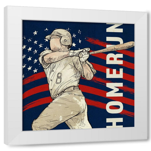Vintage Baseball Sign White Modern Wood Framed Art Print by LightBoxJournal