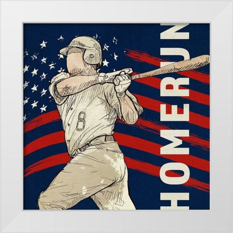 Vintage Baseball Sign White Modern Wood Framed Art Print by LightBoxJournal