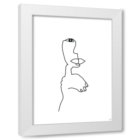 Line Female Look 1 White Modern Wood Framed Art Print by Line and Brush