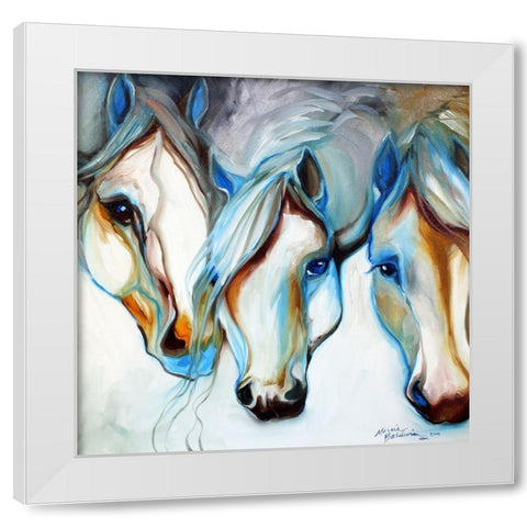 3 Nobles Equine Abstract White Modern Wood Framed Art Print by Baldwin, Marcia