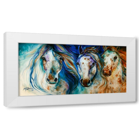 3 Wild Appaloosa Horses White Modern Wood Framed Art Print by Baldwin, Marcia