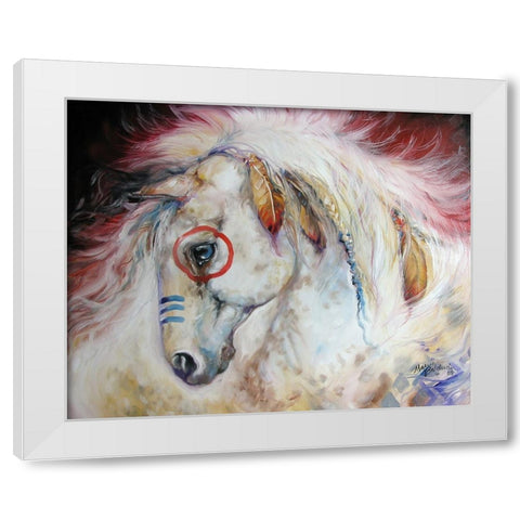 Apache The War Pony White Modern Wood Framed Art Print by Baldwin, Marcia