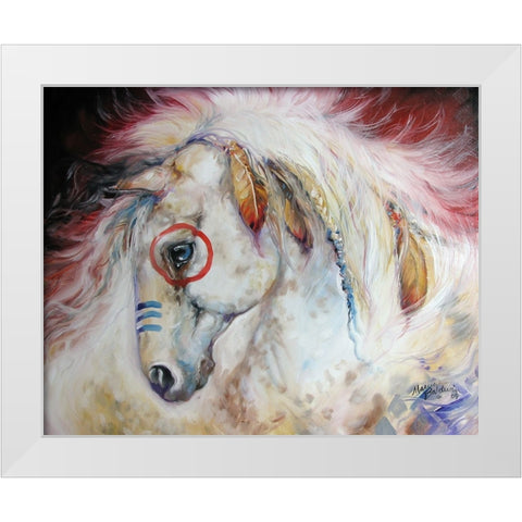 Apache The War Pony White Modern Wood Framed Art Print by Baldwin, Marcia