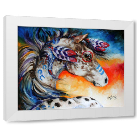 Appaloosa Indian War Horse White Modern Wood Framed Art Print by Baldwin, Marcia