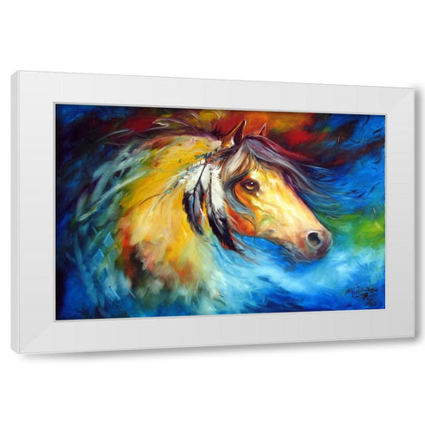 Blue Thunder War Pony White Modern Wood Framed Art Print by Baldwin, Marcia