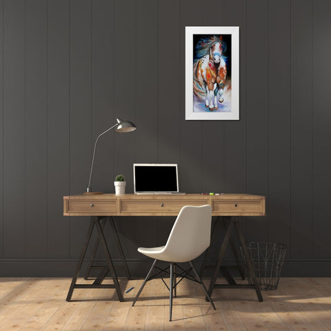 Brave The Indian War Horse White Modern Wood Framed Art Print by Baldwin, Marcia
