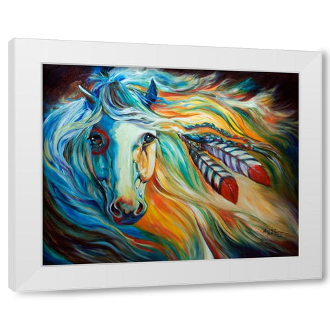 Breaking Dawn Indian War Horse White Modern Wood Framed Art Print by Baldwin, Marcia