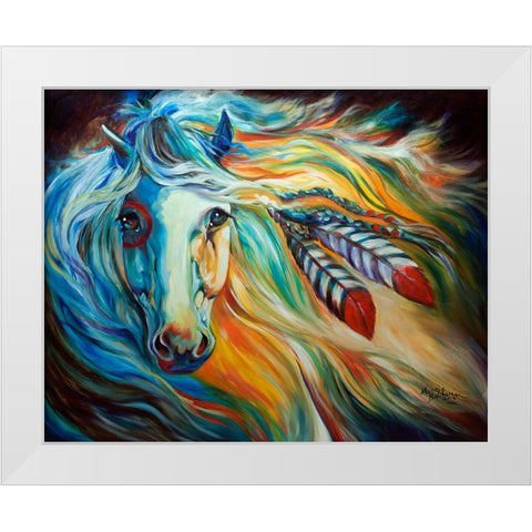 Breaking Dawn Indian War Horse White Modern Wood Framed Art Print by Baldwin, Marcia