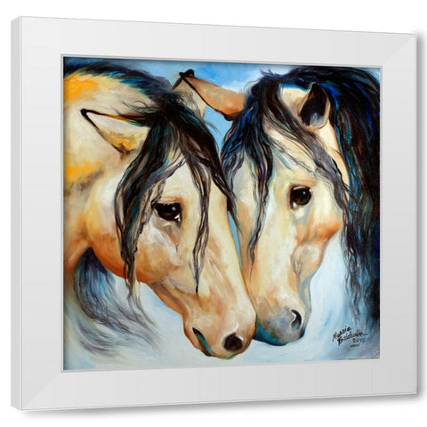 Buckskin Friends White Modern Wood Framed Art Print by Baldwin, Marcia