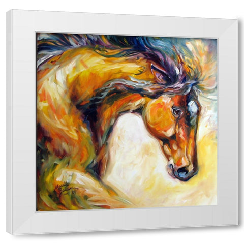 Determined Equine White Modern Wood Framed Art Print by Baldwin, Marcia