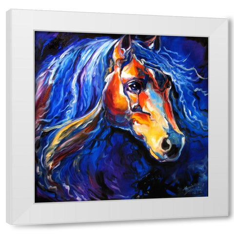 Friesian Night White Modern Wood Framed Art Print by Baldwin, Marcia