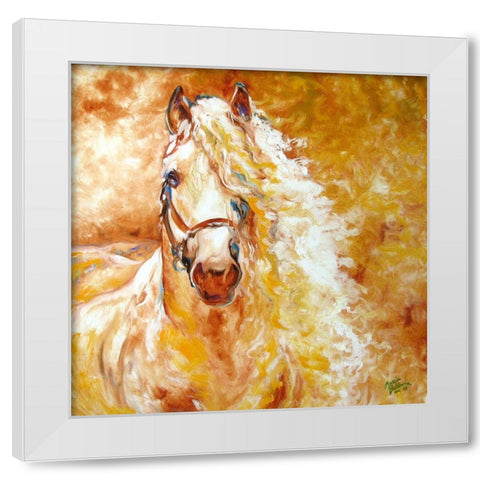 Golden Grace Andalusian Equine White Modern Wood Framed Art Print by Baldwin, Marcia