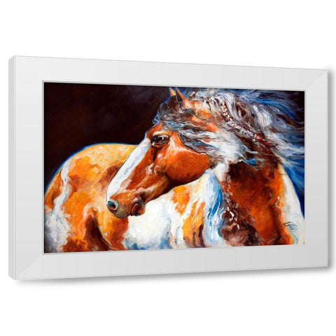 Mohican Indian War Horse White Modern Wood Framed Art Print by Baldwin, Marcia