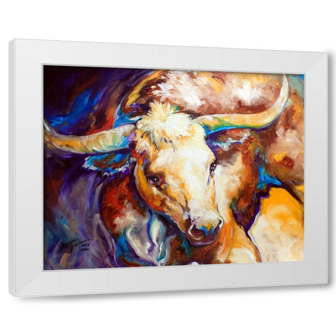Power Longhorn Abstract White Modern Wood Framed Art Print by Baldwin, Marcia