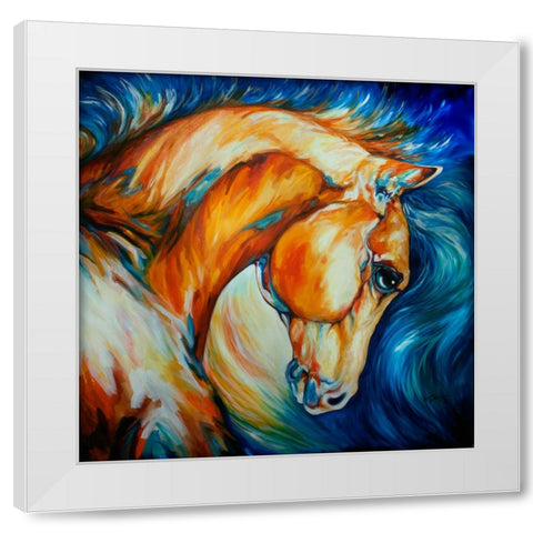 Stallion White Modern Wood Framed Art Print by Baldwin, Marcia