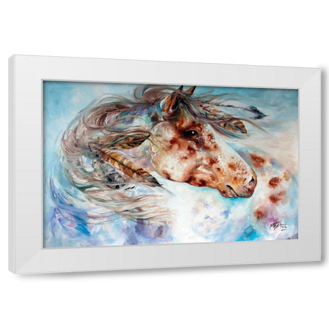Thunder Appaloosa Indian War Horse White Modern Wood Framed Art Print by Baldwin, Marcia