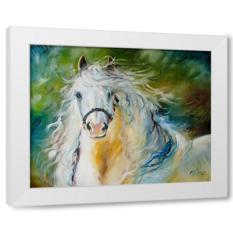 White Cloud The Andlusian Stallion White Modern Wood Framed Art Print by Baldwin, Marcia