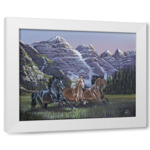Running Wild White Modern Wood Framed Art Print by Harvill, Marc