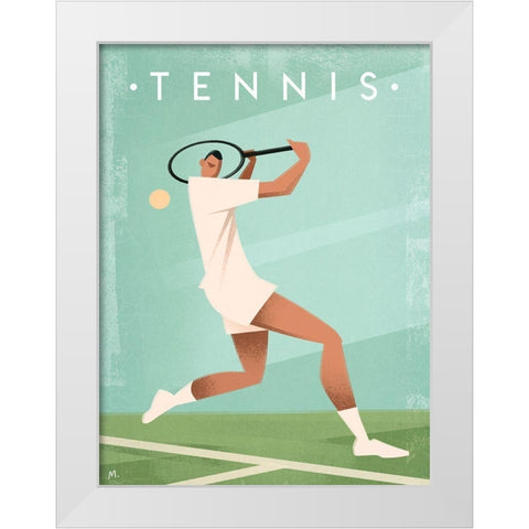 Vintage Tennis White Modern Wood Framed Art Print by Wickstrom, Martin