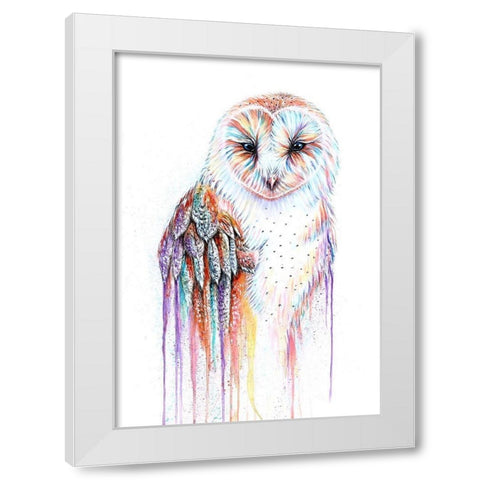 Barred Rainbow Owl White Modern Wood Framed Art Print by Wickstrom, Martin