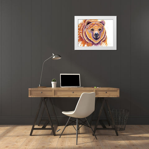 Grizzly Bear White Modern Wood Framed Art Print by Wickstrom, Martin