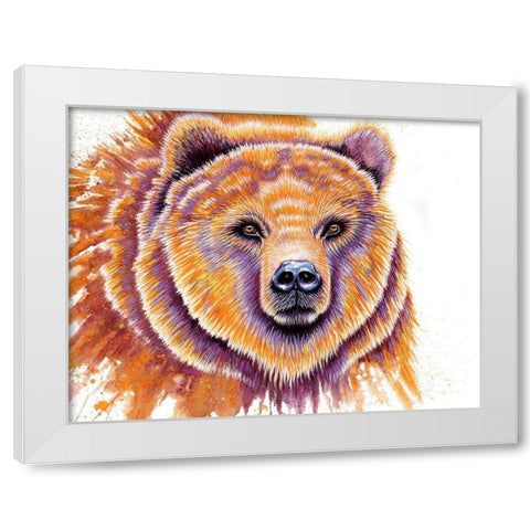 Grizzly Bear White Modern Wood Framed Art Print by Wickstrom, Martin