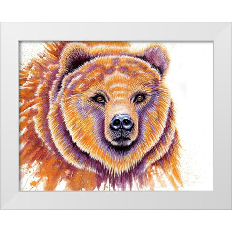 Grizzly Bear White Modern Wood Framed Art Print by Wickstrom, Martin