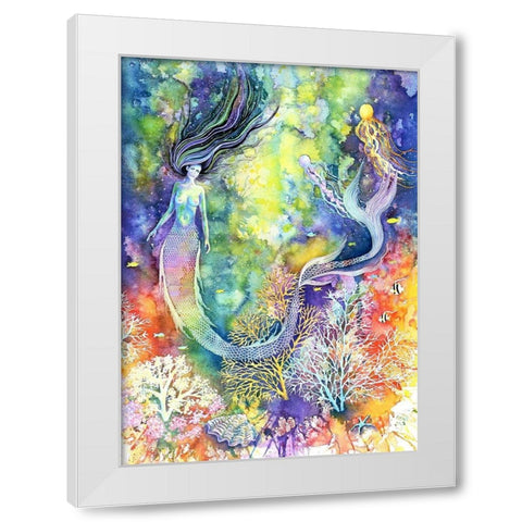 Mermaid White Modern Wood Framed Art Print by Wickstrom, Martin