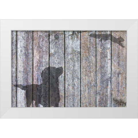 Lab And Squirrel Shadow White Modern Wood Framed Art Print by Murray Henderson Fine Art