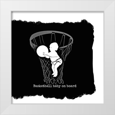 Basketball Baby 1 White Modern Wood Framed Art Print by Murray Henderson Fine Art