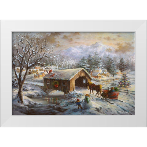 Covered Bridge White Modern Wood Framed Art Print by Boehme, Nicky