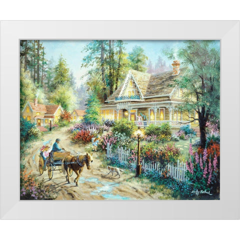 A Country Greeting White Modern Wood Framed Art Print by Boehme, Nicky