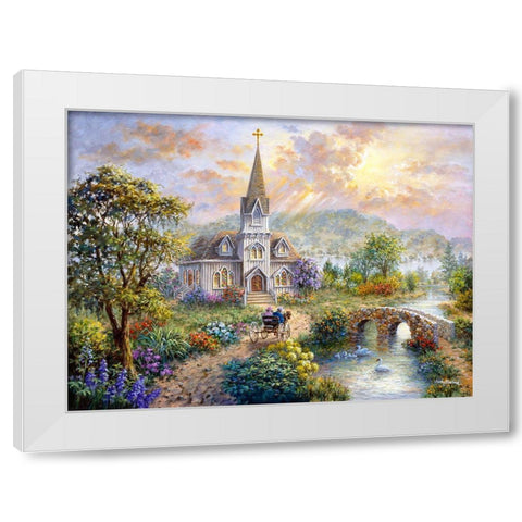 Pray For World Peace White Modern Wood Framed Art Print by Boehme, Nicky