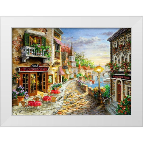 Invitation To Dine White Modern Wood Framed Art Print by Boehme, Nicky