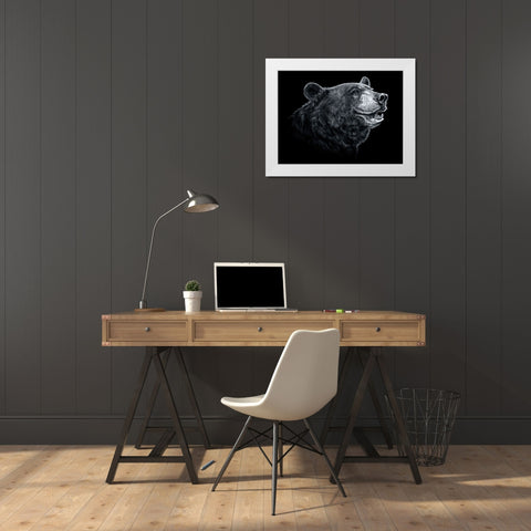 Black White Black Bear White Modern Wood Framed Art Print by LaMontagne, Patrick