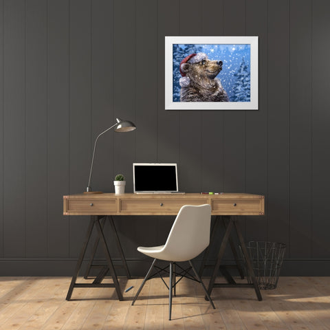 Christmas Bear White Modern Wood Framed Art Print by LaMontagne, Patrick