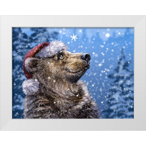 Christmas Bear White Modern Wood Framed Art Print by LaMontagne, Patrick