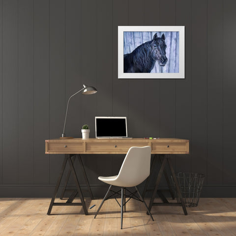 Midnight Blue White Modern Wood Framed Art Print by LaMontagne, Patrick