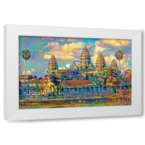Cambodia Angkor Wat White Modern Wood Framed Art Print by Gavidia, Pedro