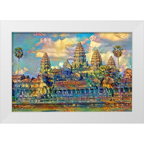 Cambodia Angkor Wat White Modern Wood Framed Art Print by Gavidia, Pedro