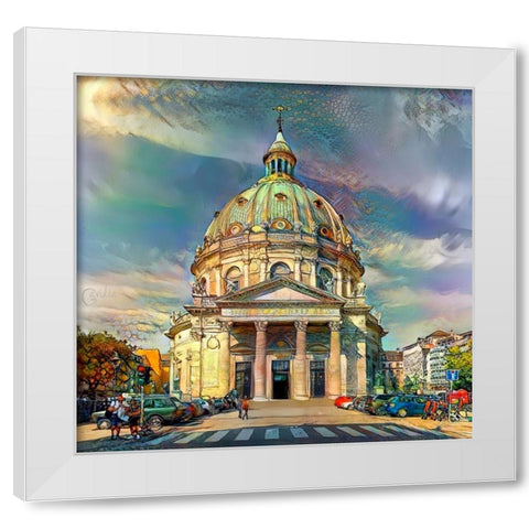 Copenhagen Denmark Frederiks Church White Modern Wood Framed Art Print by Gavidia, Pedro
